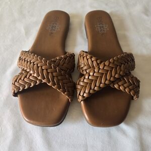 Sienna Sky Tan Woven Slide Sandals